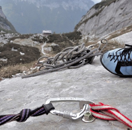 Foto von guter Sicherung beim Kletterkurs in den Berchtesgadener Alpen