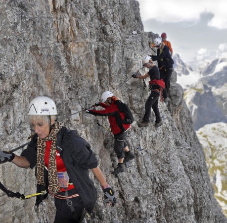 Foto auf dem Klettersteig am Toblinger Knoten in den Sextener Dolomiten