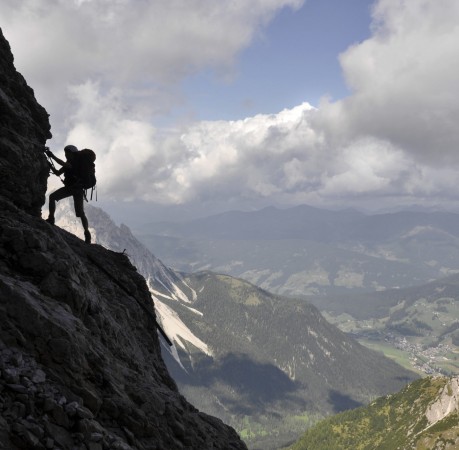 Foto auf dem Rotwandklettersteig in den Sextener Dolomiten